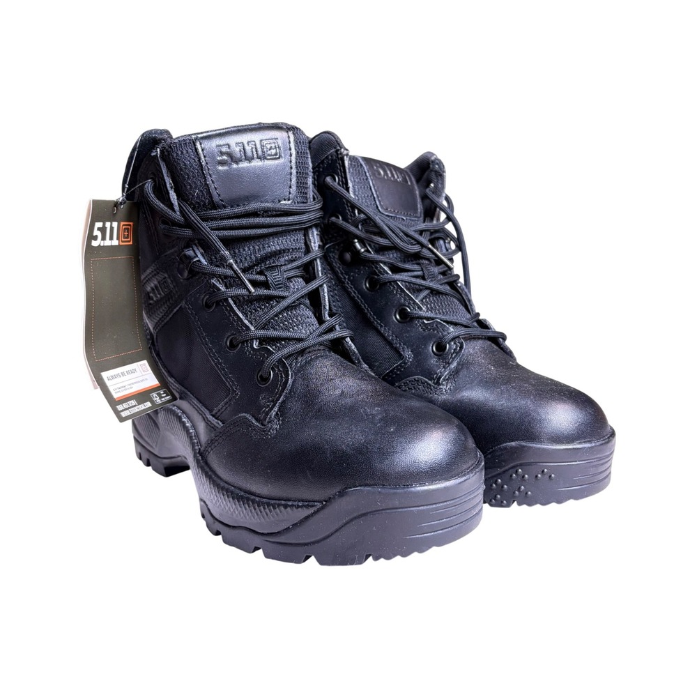 NEW 5.11 Tactical ATAC 2.0 Black Leather Side Zip Boots Work Mens 7 woman's 8.5